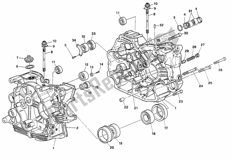 All parts for the Crankcase of the Ducati Supersport 400 SS 1994